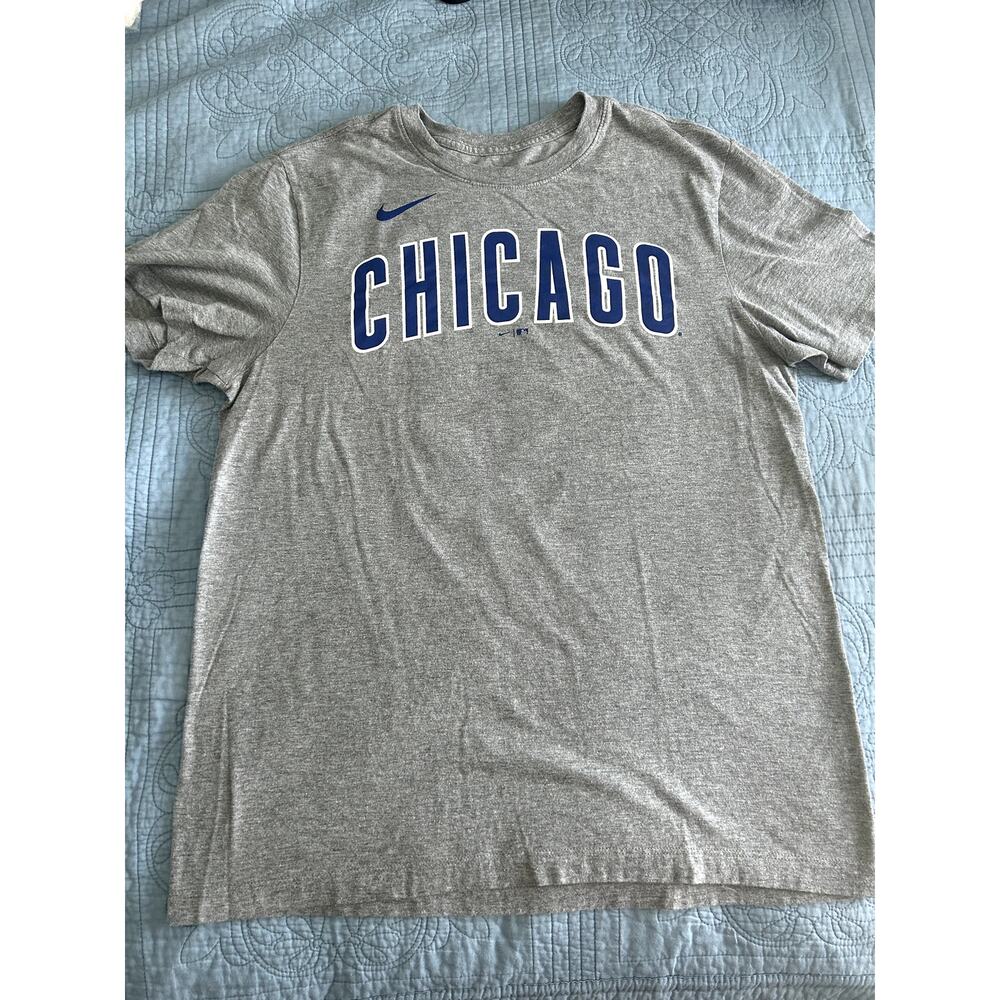 Men Nike Chicago Cubs Baez T-shirt Pre Owned Size Medium Gray #9